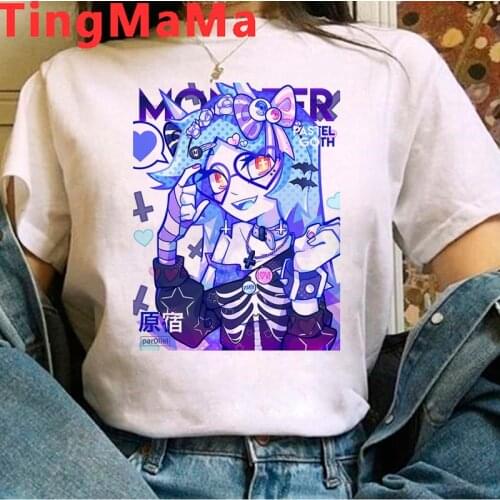 Japanese Anime Harajuku E-girls Punk tshirt clothes female couple clothes japanese ulzzang grunge white t shirt t-shirt tshirt