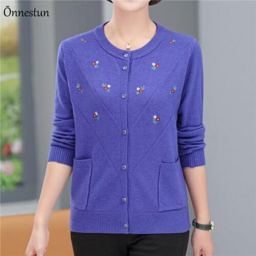 Cardigans Sweater Women Autumn Single-breasted Knitted Sweater Top Femme Korean Fashion Floral Embroidery Female Cardigan