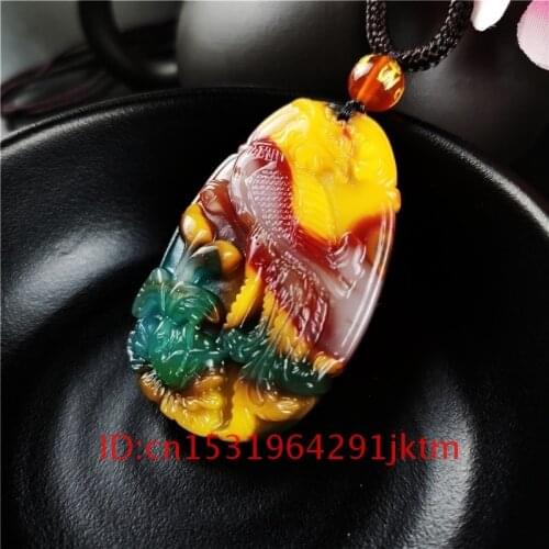 Chinese Men Jewelry Fashion 1PC Charm Hand Jadeite Jade Necklace Women Pendant for Natural Carved Phoenix Color Gifts Amulet