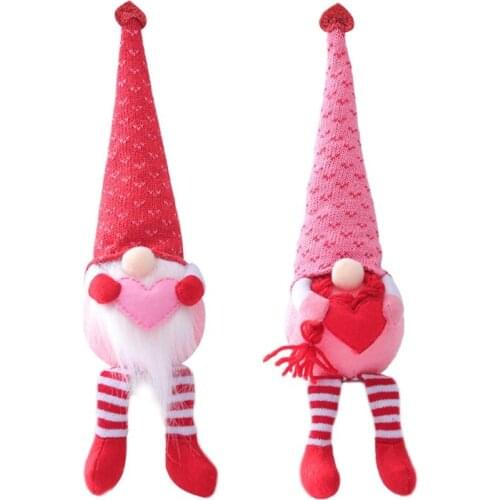 Valentines Day Tomte Gnome Decorations Handmade Plush Doll Swedish with LED Light Ornaments Table Home Decor
