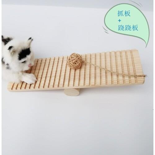 Kitten Table Cat Scratch Board Seesaw Pet Cat Toy Balance Toy Solid Wood Pet Cat Claw Board