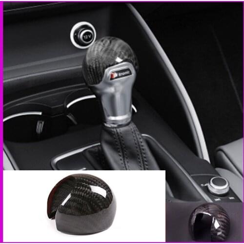 For Audi 14-20A3/S3 and 10-13A3 Gearshift Head Cover Real Carbon Fiber Shift Handle Frame Cover Sticker Car Interior Accessories