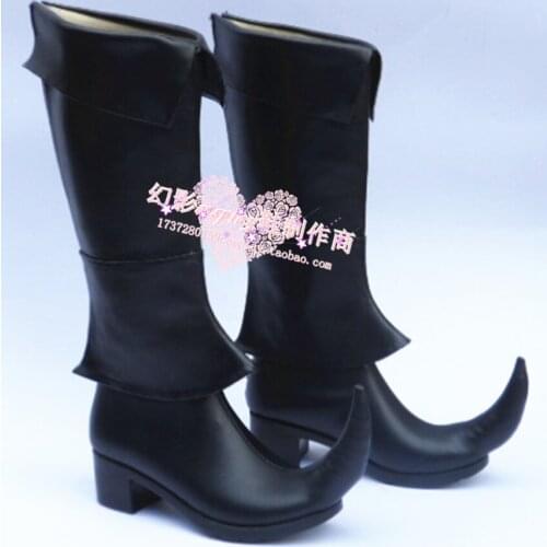 Magic Flute Magi Black Halloween Long Cosplay Shoes Boots H016