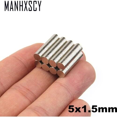 500pcs Neodymium N35 Dia 5mm X 1.5mm Strong Magnets Tiny Disc NdFeB Rare Earth For Crafts Models Fridge Sticking magnet 5x1.5mm
