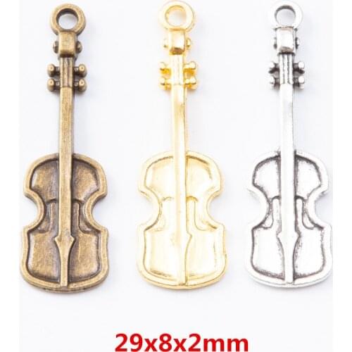 70 pieces of retro metal zinc alloy guitar pendant for DIY handmade jewelry necklace making 7224