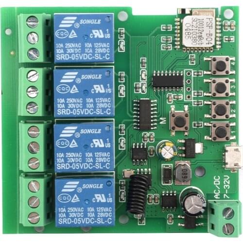 5V-32V 4 Channel Wifi Relay Module +433 Remote Control Switch With Signal Indicator Relay Switch Module For Smart Home