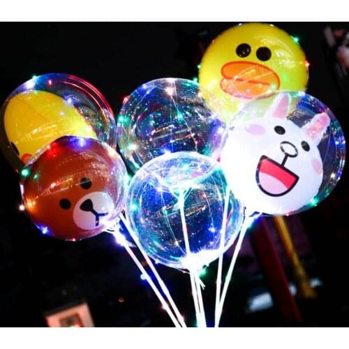 Cartoon LED Bobo Balloons Colorful Ball in the Ball Balloon for Christmas Decoration Party Wedding LED Balloons 50 set SN165