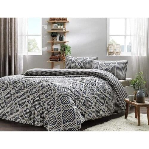 Tac Double Ranforce Duvet Cover Set Evana Navy Blue