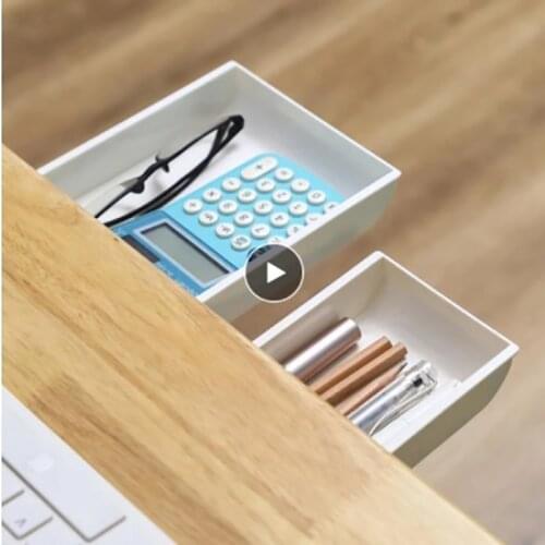 Desk Table Storage Drawer Self Stick Pencil Tray Organizer Box Under Desk Stand Self-adhesive Under-drawer Storage Box Home Tool
