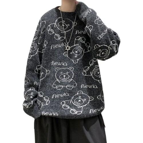 New style fashion Men and women Sweater Cartoon Cute knitted Pullover Sweaters Couple O-Neck Casual Style Streetwear