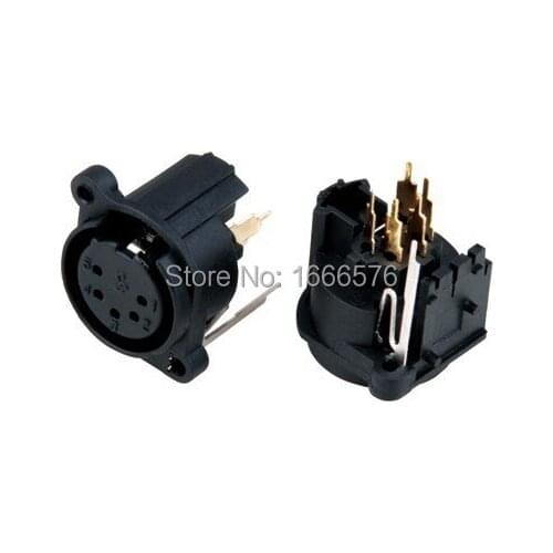 Wholesale 200 pcs XLR female Chassis 5Pin PCB Socket Panel Connector-202-5