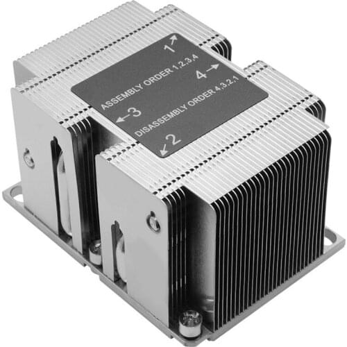 2U Server Passive Radiator LGA3647 Rectangular Copper Bottom Nickel Plated 4 Heat Pipe