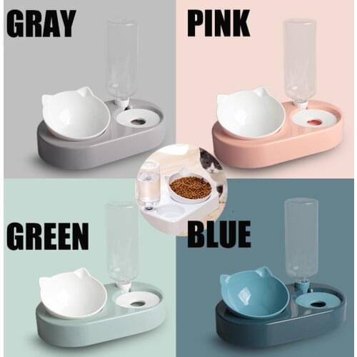 Pet Waterer Feeder 2-in-1 Cat Bowl Water Dispenser Automatic Water Storage Pet Dog Cat Food Bowl Food Container dropshipping