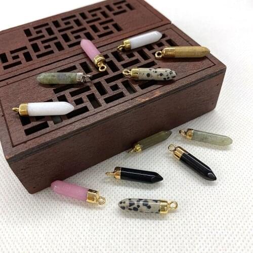 2pcs Wholesale Natural Stone Pendants Cylindrical Labradorite Exquisite Pendants for DIY Fashion Jewelry Making Pendants 5x25 Mm