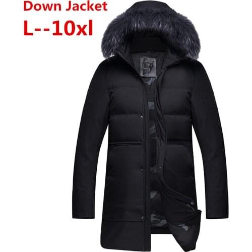 Sale 6XL Hot 10XL 8XL New Winter Thick Warm Fashion Patchwork Mens Coat Hooded Men White duck down jacket