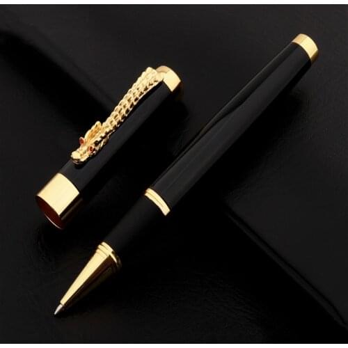 New High Quality 1300 Black Dragon Business Office Medium Nib Rollerball Pen Student School Stationery Supplies Black Ink Pens