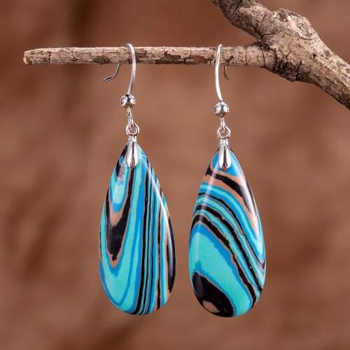 Blue River Belt Water Drop Dangled Stones Hook Earrings