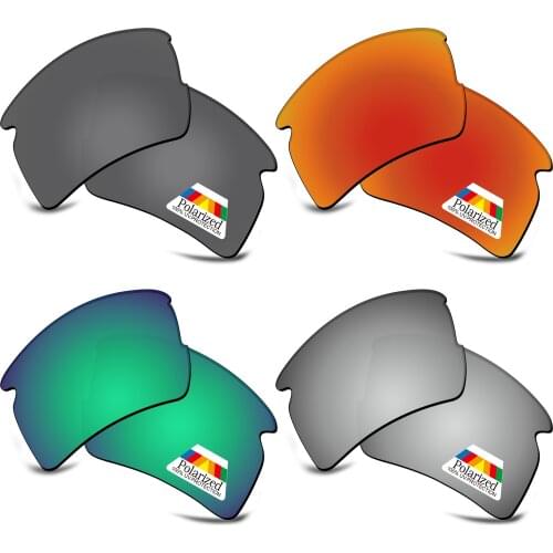 Bwake 4 Pairs Black & Silver & Green & Fire Red Polarized Replacement Lenses for-Oakley Flak 2.0 XL OO9188 Sunglasses Frame