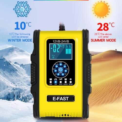 Smart Car Battery Chargers Power Battery Disulfate with Cable Clamps US Plug