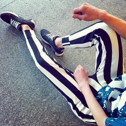 S-3XL 2017 New Men clothing GD Hair Stylist slim fashion Black and white striped zebra pants singer costumes