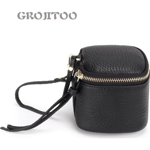 GROJITOO Genuine Leather womens handbag New coin purse for women Leather zipper womens wallet Mini Cosmetic Bag 379