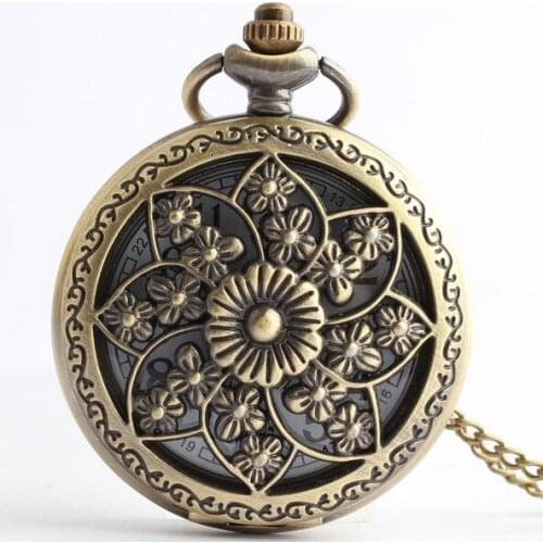 Windmill flowers Bronze antiques Fashion quartz Hollow woman gift Necklace pocket watches BUY888