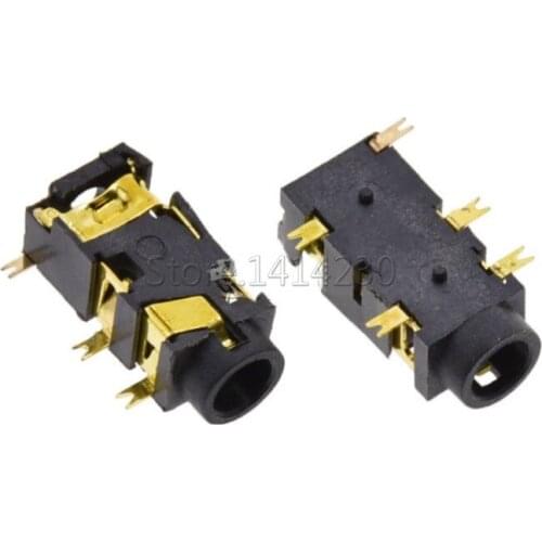 10PCS 3.5MM Headphone Socket 4pole Four Channel SMD SMT 5 Pins Gold Plated Patch