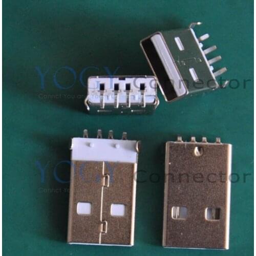 100pcs/lot) Male USB Connectors, 90 Degree 4pin, 19x12x4.5mm