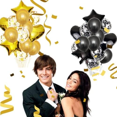 14pcs Gold Silver Star Heart Shape Confetti Latex Balloons Set Birthday Wedding Party Decor Baby Shower Foil Balloon Kids Favor