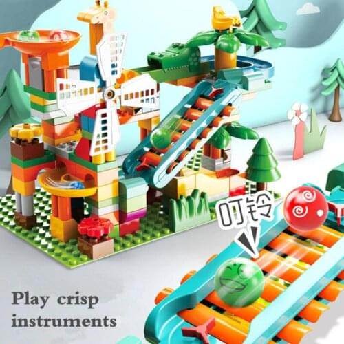171PCS Funland Educational Pipe Building Blocks Animal Funnel Slide Bricks Marble Race Run Base Plate Toys For Children Gifts