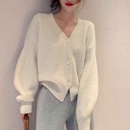 2021 spring and autumn new fashion short long-sleeved sweater women loose western style casual knitted cardigan jacket women