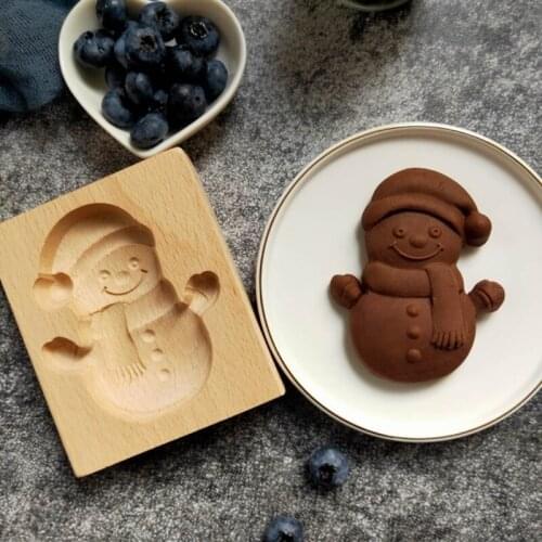3D Wooden Baking Mold Cookie Biscuit Press Stamp Molds Exquisite Vivid Pattern Baking Mold Horse Christmas Snowman Flowers Shape