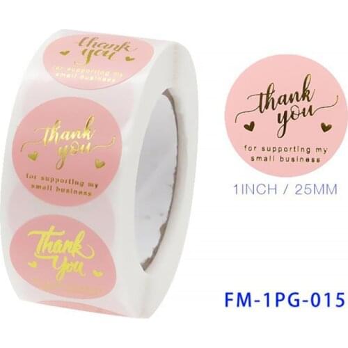 500pcs/roll Pink Happy Mail Label Round Thank You Stickers for Small Business Mailing Supllies Packaging Sealing Stickers