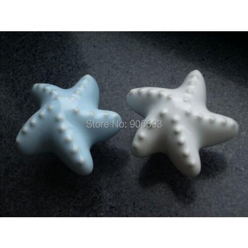 Free shipping starfish porcelain drawer knobs 24pcs/lot