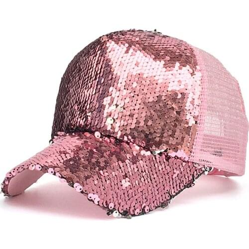 Sequins Paillette Bling Shinning Mesh Baseball Cap Striking Pretty Adjustable Women Girls shiny Hats For Party Club Gathering