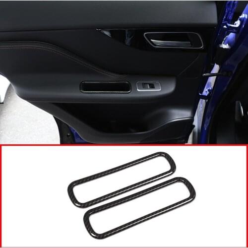 Carbon Fiber Style Car Door Side Storage Box Frame Decoration Trim For Jaguar F-Pace 2016-2018 Car Accessories 2pcs/set