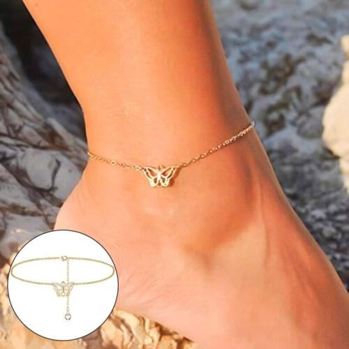 Hrakuju Butterfly Anklets Barefoot Crochet Sandals Foot Jewelry Leg New Anklets On Foot Ankle Bracelets For Women Leg Chain