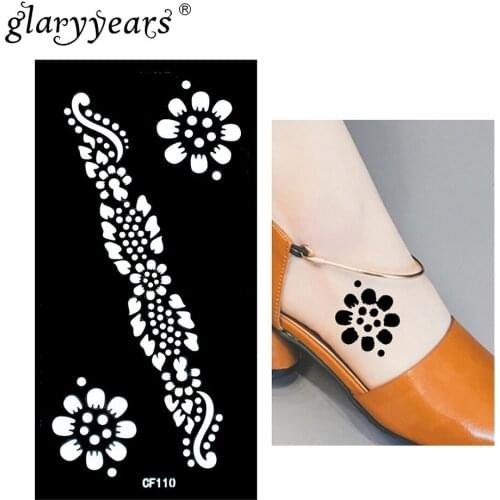 Glaryyears Black Henna Tattoo Stencil Plant Pattern Paste Drawing Lady Body Art Tattoo Stencil Sexy Product Waterproof HN-CF110