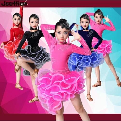 Girl Mordern Latin Dance Dress Kids Ballroom Dance Competition Dresses Children Vestidos De Fiesta Waltz Stage Dance Clothing