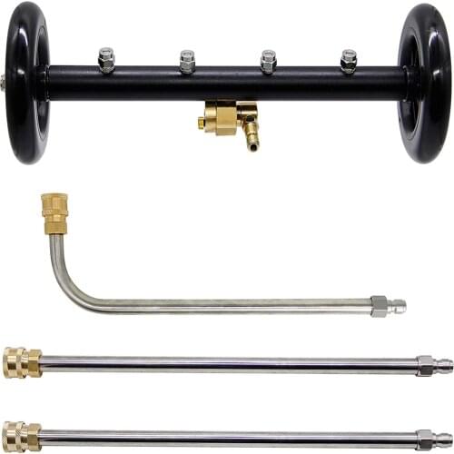 Dual-Function Undercarriage Pressure Washer Cleaner 16 Inch Power Washer Under Car Water Broom with 3 Pieces Extension Wand