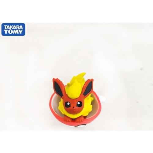TAKARA TOMY Genuine Pokemon Action Figure Model Toy 136 Flareon Teacup Elf Model Doll Toy Gifts Collect Souvenirs