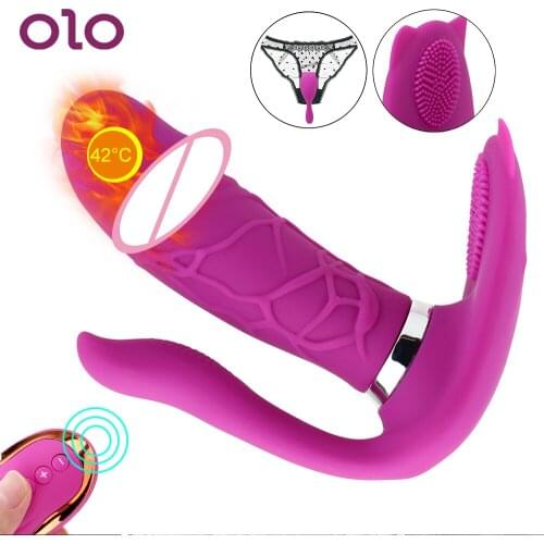 OLO Wearable Dildo Vibrator Heating Panties Remote Control Clitoris Stimulator Vaginal massage Masturbator Sex Toys for Women