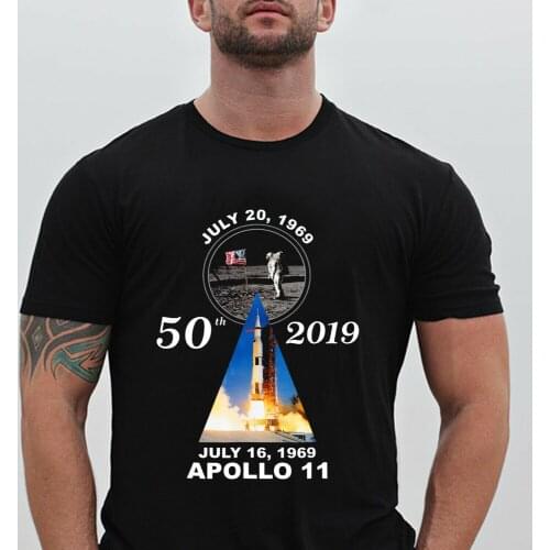 Apollo 11 50Th Anniversary Moon Landing T-Shirt 2019 Fashion Cotton Slim Fit Top Solid Color Company T Shirts
