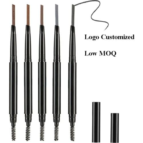 Wholesale 50pcs Logo Customized Double Head Eyebrow Pencil Waterproof Long Lasting Black 5 Colors Automatic Eye Brow Pen Makeup