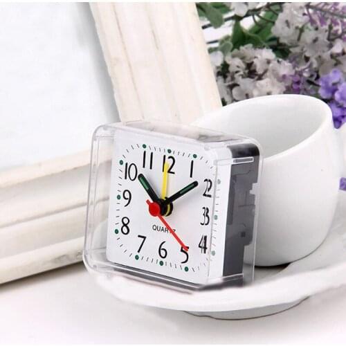 Square Small Bed Compact Travel Quartz Beep Clock Fashion rabbit bedside lamp green batteries alarm 4 colors Multi-function