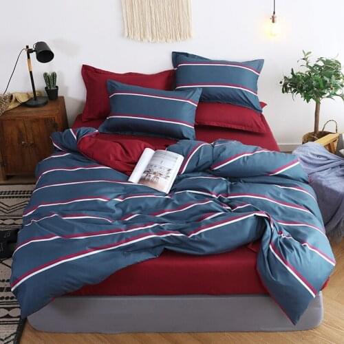 Soft Comfortable Duvet Cover Set Twin Full Queen King Size (Duvet Cover + Bed Flat Sheet + Pillow Case) AB Side