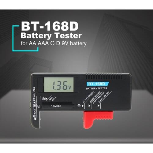Hot New Digital Battery Tester Detector Capacity Diagnostic Tool Volt Checker For AAA AA C D 9V 1.5V Button Cell Battery BT-168D