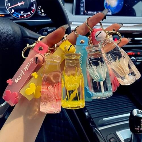 Fashion Acrylic Octagon Flower Keychain Creative Car Key Chain Bag Pendant for Women Couple Keyfob Accessories