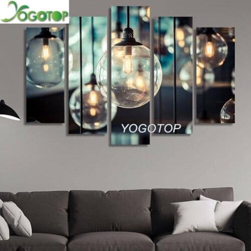 Colorful light bulb 5D landscape Diamond Embroidery full square round drill diy diamond painting home decor 5 pcs set ML832