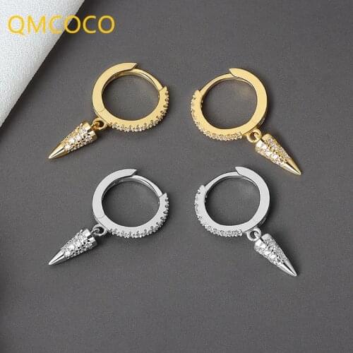 QMCOCO 2021 New 925 Silver Simple Cone-Shape Earrings For Women Geometric Jewelry Accessories Birthday Party Gifts